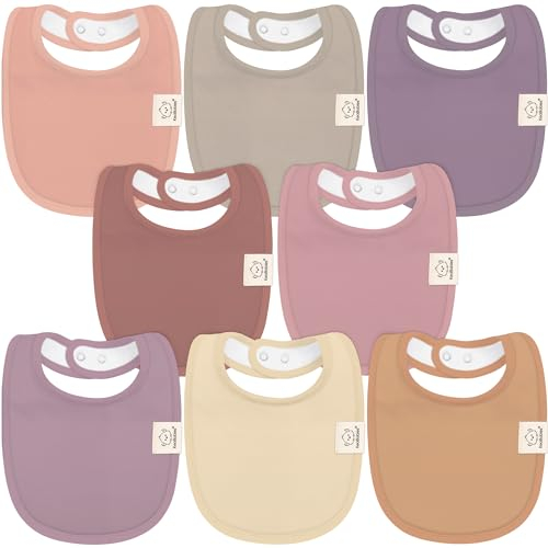 Baby Lätzchen für Jungen & Mädchen - 8er-Pack Bio Baumwolle Lätzchen zum Zahnen - Lätzchen Baby Mädchen & Junge - Lätzchen groß für Säugling, Kleinkind (Mauve)