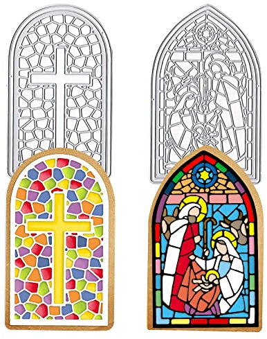 Christliche Religion Kreuz-Stanzformen Kirche Fenster Stanzformen für Kartenherstellung, Weihnachten Kreuz Hintergrund Stanzschablone Schablone Werkzeug für DIY Scrapbooking Fotoalbum Karte Handwerk