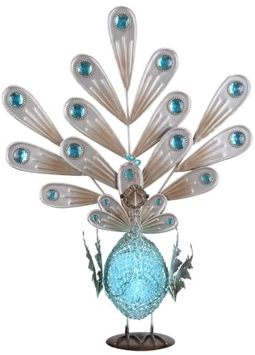 Solar Pfau Dekoleuchte Solarlampe Pfau Außenleuchte Solar Tierfigur, Metall Dekosteine, IP44, LED 0,06W, LxBxH 38x21,3x56,8 cm