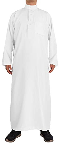 Muslim Robe Herren Langarm Hijab Abaya Mantel Herren Lang Jilbab Wintermantel Islamische Gebetskleidung Einfarbig Ramadan Roben Muslim Robe Kleidung für Männer