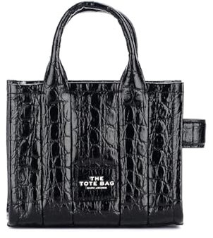 Marc Jacobs The Croc-Embossed Micro Tote Bag, Black