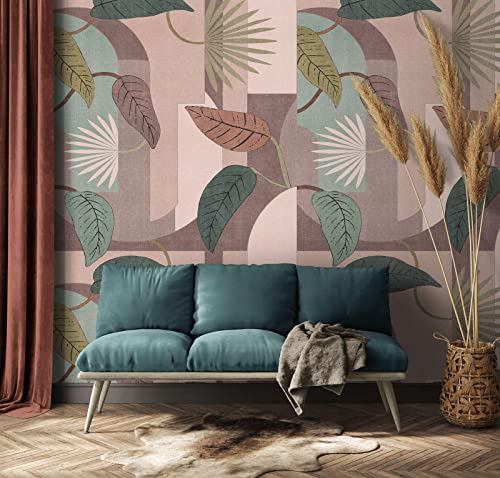 New Walls Vliestapete florales abstraktes Muster rosa, türkis Schlafzimmer, Wohnzimmer – 1,59 x 2,80 m