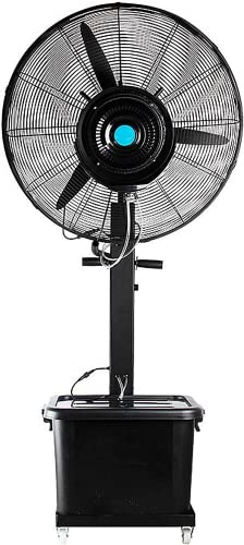Locuetyn Beschlagender Ventilator Draussen Werbung Oszillierender Standventilator mit Nebel für Terrasse, Außenrestaurant, Garage, Fitnessstudio, Fabrikwerkstatt, 3 Kühlgeschwindigkeiten
