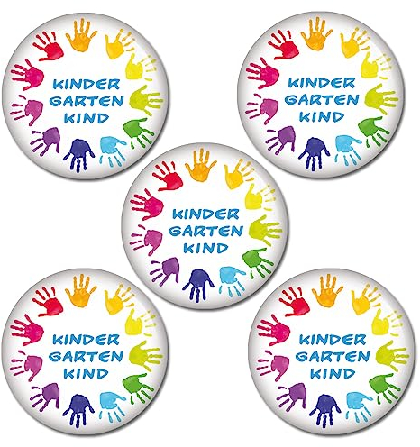 3|5|10 Button Kindergartenkind Hände Ansteckbutton Kindergarten Geschenke für Kinder Kita Rucksack Geschenk Deko Kalender Countdown Ansteckpins Ansteckbutton (05x Kindergartenkind Hände, 37mm)