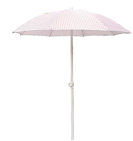 NOIRDA Garden Decorative Parasol, Round Striped Umbrella 160cm Diameter, Outdoor Sun Shade Patio Umbrella Waterproof Folding Beach Parasol, Height Adjustable