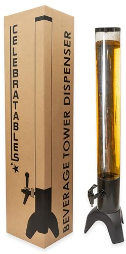 Celebratables Torre de cerveza de 3 litros, dispensador de bebidas con grifo, torre de cerveza apilable, ahorra espacio y dispensador de bebidas personalizable, ideal para fiestas, eventos o reuniones