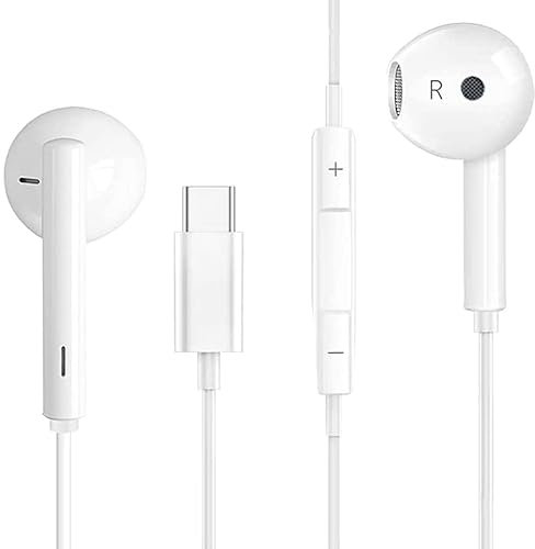 DN-Technology iPhone 16e 16 Pro Max Headphones USB C Headphone For iPhone 16 Pro Max 16 Pro 15 15 Pro 15 Plus Type C Earphones In-Ear Wired Headphone Mic & Volume Control Earbuds For iPhone 16/15