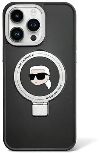Karl Lagerfeld KLHMP15LHMRSKHK Hülle für iPhone 15 Pro 6.1 Schwarz hardcase Ring Stand Karl Head