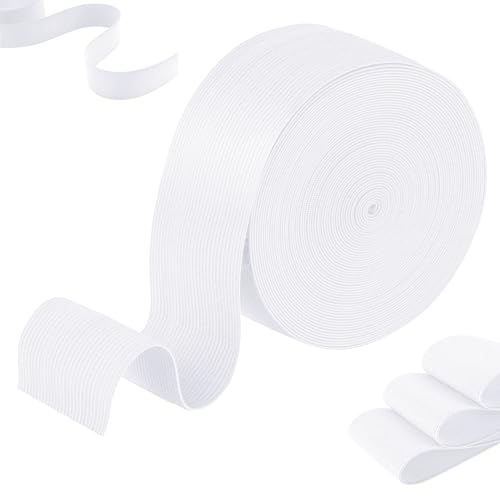 10 Metros Bandas Elásticas de Costura, Banda Elástica Ancha 15 mm de Ancho, Goma con Elástico No Se Deforma Fácilmente para Coser y Manualidades de Bricolaje en el Hogar, Blanco