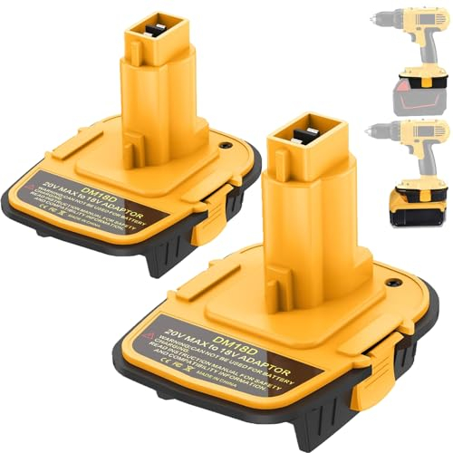 TPDL 2PCS DM18D Battery Adapter with USB, Work for Dewalt 18V Battery Tools, Convert for DeWalt 20V & for Milwaukke M18 18V Lithium Battery to NiCad & NiMh Battery Tools