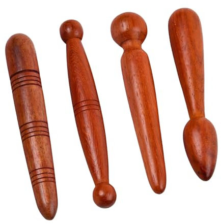 DGUSO 4 Stücke Massagestab Holz, Trigger Holz Massage-Werkzeug, Massagehölzer Massage-Werkzeugset, Fuß Holz Massagestab für professionelle Massage von Beinen, Schultern,Rücken und Akupunktur