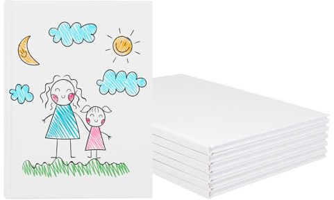 ZMCYN Blanko-Hardcover-Bücher, 15,2 x 20,3 cm, blanko, unliniert, Skizzenbuch, weißes Einband, blanko, zum Schreiben von Geschichten, 6 Stück (22 Blatt/44 Seiten pro blanko Notizbuch)