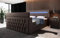 Luxusbetten24 Boxspringbett Sonino 140x200 Doppelbett Polsterbett Bett mit TV Lift, RGB-Beleuchtung und Stauraum | Bezug: Polyester | Farbe: Braun | Härtegrad: H4 (100kg+)