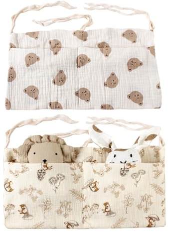 Zeayebsr 2pcs Borsa Appendere per Lettino,Culla,Porta Pannolini,Portaoggetti da Appendere,Porta Oggetti da Letto,Organizer per Cameretta dei Bambini, Tasche,Tasche Portaoggetti Letto,Porta Pannolini