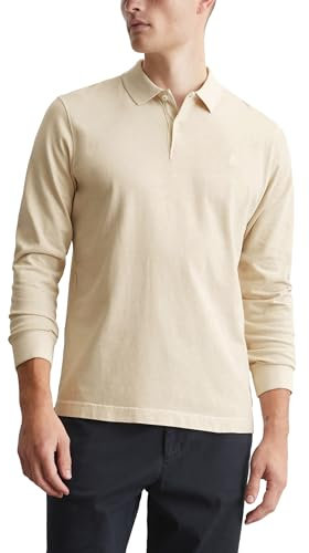 Marc O'Polo Herren Langarm-Poloshirt aus Bio-Baumwolle Regular Fit, Beige (Gray Silk), XL