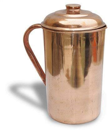 Siddharth International Wasserkrug aus reinem Kupfer, 2,5 l, auslaufsicher, nahtlos, glatte Oberfläche, Design für die Küche, 1 Stück