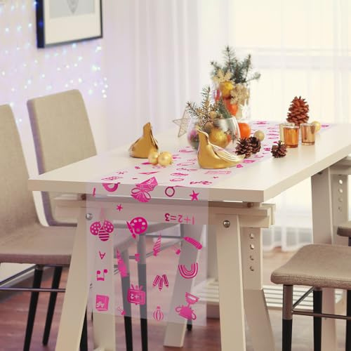 HONMOK Einschulung Tischläufer, Schulanfang Tischdeko, Schuleinführung | Tischband Rosa Organza Schulbeginn Tischdecke Deko mit Zuckertüten ABC 123 für Schulkind Junge Mädchen Schulstart 10m*30cm