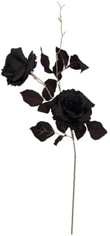 TVIVID Künstliche schwarze Rosen, fühlen sich echt an, Eisendraht mit langem Stiel, Hortensien, Pfingstrosen, Zweig, Halloween, Zuhause, Hochzeit, Party, Dekoration