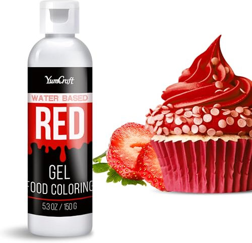 Lebensmittelfarbe Gel - Hoch Konzentriert Gel Lebensmittel Farbe zum Kuchen, Backen, Ostereiern, Getränken - Zuckerfrei Food Coloring für Fondant, Zuckerguss, Slime, Tortendeko (Rot, 150g)