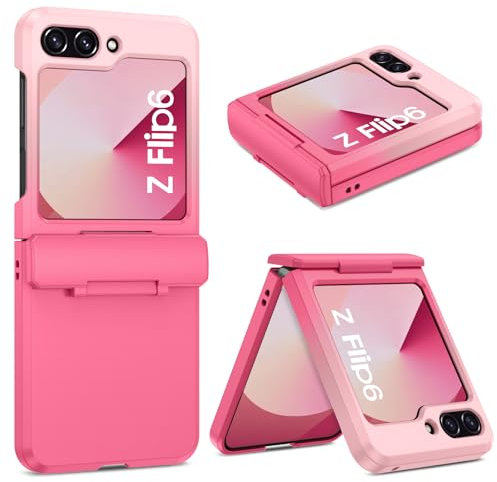 DOMAVER Case for Samsung Galaxy Z Flip 6, Slim Fitwith Zipper Protection Thin TPU Anti-Slip Silicone Protective Girls Women Men Phone Cover for Samsung Z Flip 6 5G, Pink-Hot Pink