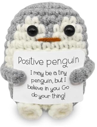 CKCSHI Positive Penguin, 2.6 Inch Cute Positive Doll, Knitted Penguin Toy with Positive Card, Positive Cute Potato For Family And Friends To Cheer On And Encourage Party Decoration