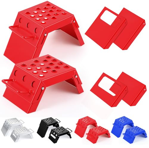 DaisyInner 2 Pcs Moto Starting Block Aid Adjustable 3-9 Starting Blocks Motorsport Foot Stool Dirt Bike Accessories for E Bikes Youth Moto Crossers Touring Motorcycles (Red)