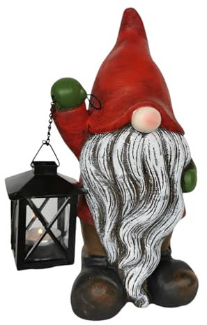 Wichtel aus Keramik 30cm groß mit Laterne rot Zwerg Weihnachtsmann Advent Weihnachten
