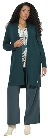 Ulla Popken Damen große Größen Übergrößen Plus Size Strickjacke, Lange, offene Form, weicher Feinstrick