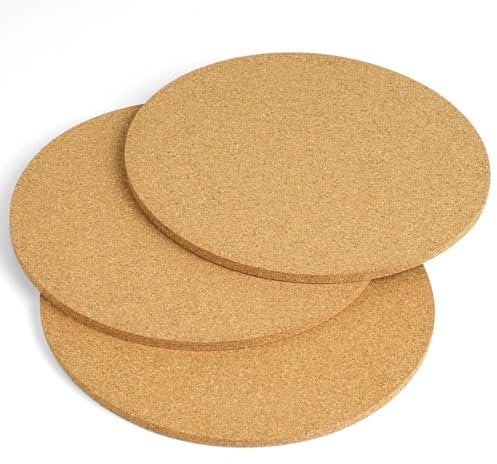 Flintronic Heat Trivet, 3PCS 18cm Cork Trivet, 5mm Thick Round Cork Coaster, Multifunctional Heatproof Table Mat, Reusable Kitchen Hot Pads for Hot Pots, Pans, Kettles, Potted Plants