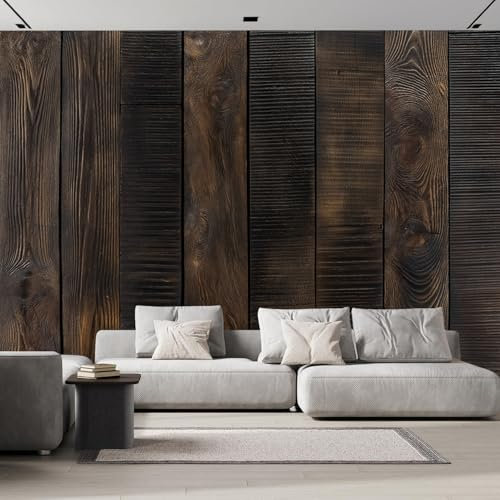 Papier Peint 3D Panoramique Grain Bois Rétro 400×280cm,3D Planche Bois Réaliste Papier Peint Tissu de soie pour Chambre Salon Personnalisé Décoration Murale