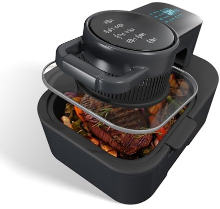 Freidora de aire digital Günter&Hauer 8QT, 6 en 1, control táctil, 160°F - 450°F, 1-60 minutos, apagado automático, negro, 8 quarts