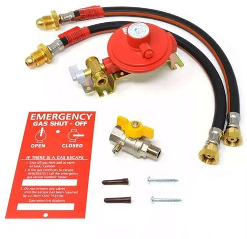 Catering Parts UK Manual Changeover Regulator Kit Wall Mounted 37mbar For 2 Propane LP LPG Gas Bottles Two Cylinders Static Caravan