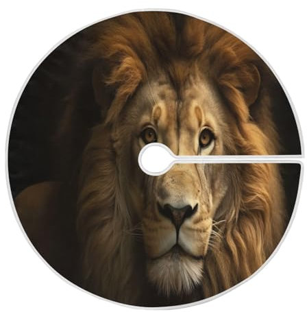 Tappeto Albero di Natale Lion Gonna Base Tappetino Copertura Protezion Gonna Albero di Natale Elegante Copri Base Albero Natale per Capodanno Natale Home Decor L