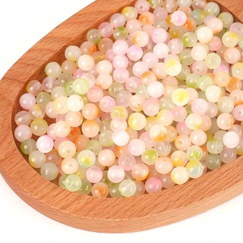 HERZONE 500pcs glasperlen in bunt 8mm runde Bunte Perlen zum Auffädeln (bunt-c)