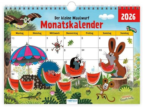 TRÖTSCH - Der kleine Maulwurf Monatsterminer Monatskalender 2026: Monatskalender Planer Bürokalender Terminer
