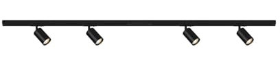 BRILONER - Sistema de rieles, 4x proyectores GU10 orientables, extensible, sistema de iluminación de rieles, riel para proyectores, lámpara de techo, lámpara de techo, proyector, 1,5 m, negro