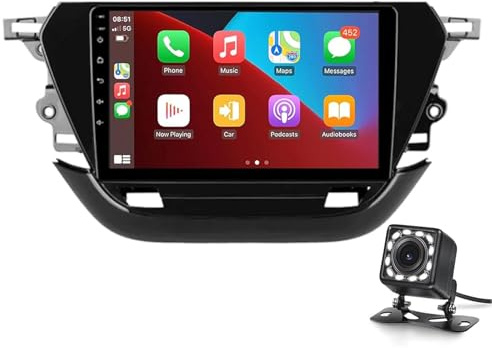 Keoaiob Auto Stereo Für Opel Corsa F 2019-2023 Mit Carplay Android Auto 9 Zoll Touchscreen Android 14 Auto Radio Mit GPS-Navigation HiFi Bluetooth Fm RDS SWC Backup-Kamera(Color:8-Core 4+64G)
