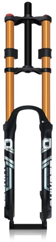 DH Fourche À Suspension Pour VTT 26 27.5 29 Pouces Descente Vélo De Montagne Fourche À Air 1-1/8 Droite Fourche Avant Course 150mm Double Épaule Frein À Disque QR Verrouillage Manuel(Gold,27.5'')