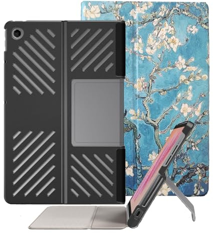 FANSONG Case for Lenovo Tab Plus 11.5 Inch 2024(TB351FU),Slim Lightweight PU Leather Tablet Case Bifold Stand with Protective PC Back Shell,Smart Honeycomb-cell Heat Dissipation,Flower