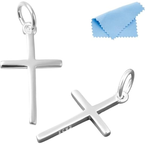 DICOSMETIC 2/4 Stück 925 Sterling Silber Kreuzanhänger Mini Kruzifix Anhänger Religiöse Kreuzanhänger Dünne Blanko Kreuzanhänger Goldene Silber Gebetsanhänger Für Armband Halskette Schmuckherstellung