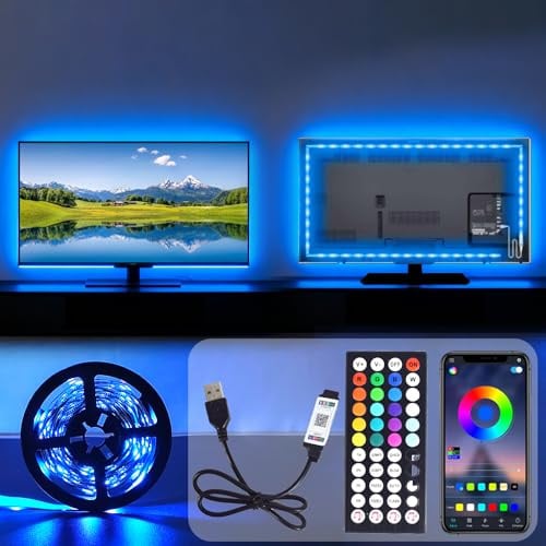 YAPJOY TV Light Strip, 5M TV Backlight, Music Sync LED TV Light with Bluetooth Function, App Control RGB Colour Changing Led Lights with Remote, USB Powered for TV/Monitor Behind Lighting