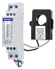 AIRUIXI contatore Elettrico Contatore di energia + Ta 100 A-200 A/0,1 V, 230 V, monofase, 2 Fili, Coperchio sigillabile, Uscita impulsi/Modbus, misurazione kWh, Mid, PF(120CT And TU16120A)