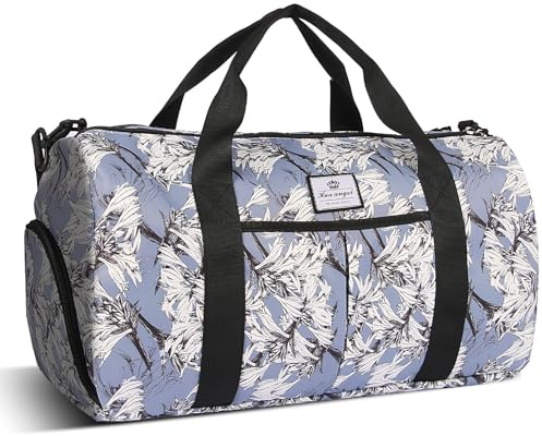 HUA ANGEL 30L Sporttasche Damen mit Nassfach & Schuhfach – Handgepäck | Wasserdichte Weekender Reisetasche Faltbare Badetasche mit Kofferaufsteckgurt für Flugzeug Gym Trainings Schwimmbad