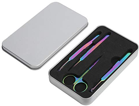 4pcs Nail Art Tweezers Stainless Steel Straight Curved Tweezers Nail Scissors Tools Set for Eyelash Grafting Craft Jewelry Making