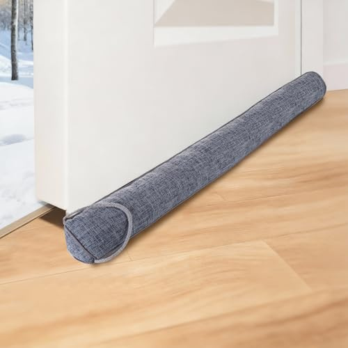 Heavy Duty Draft Excluder for Doors Cushion, 92 cm x 10 cm - Thick Under Door Draught Excluder, Draft Stopper for Bottom of Door, Wind and Noise Blocker with Hook Loop