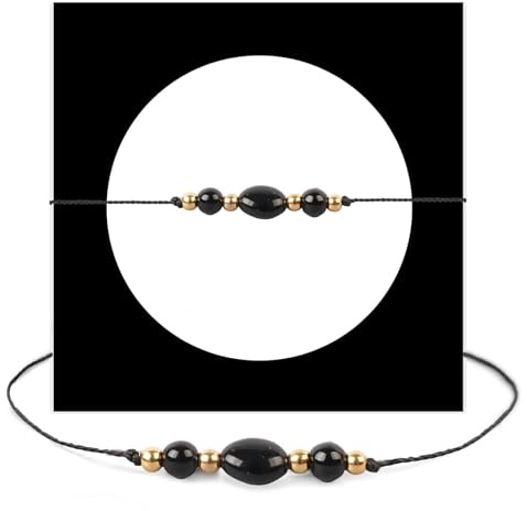 Maitawa Obsidian Armband für Damen -Heilender Edelstein Schmuck für Reinigung und Schutz in Geschenkbox mit Bedeutungskarte