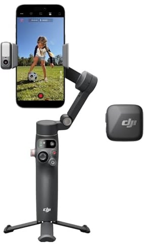 Bundle Créateur Osmo Mobile 8 (Émetteur DJI Mic Mini Noir Absolu), nacelle stabilisatrice pour Smartphone, Suivi natif IA avec Audio et éclairage, Rotation panoramique à 360°