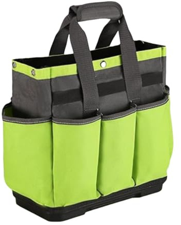 Water-resistant Garden Tool Bag Organizer with Waterproof Base, 13x13x6 Inch Tote with Multiple Pockets for Indoor Outdoor Gardening