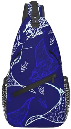 KLJnmbb Manta Ray and FishPrint Cross-Brustrucksack für Herren und Damen, Reise, Fitnessstudio, täglicher urbaner Gebrauch