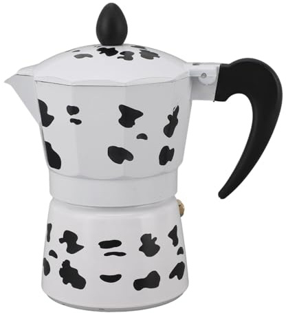 Cygmophing Caffettiera color mucca da latte, in alluminio, per casa, bar, attività all'aperto, campeggio, viaggi (3 tazze da 150 ml)